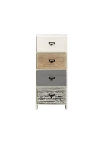 Rebecca Mobili Cassettiera 4 Cassetti Bianco Legno Beige Grigio Montato 79x30x24