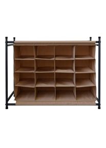 Rebecca Mobili Scarpiera Organizer 16 Tasche Beige Tessuto Metallo 65x82x35