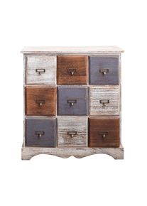 Rebecca Mobili Credenza 9 Cassetti Legno Bianco Marrone Grigio Vintage 63x60x23