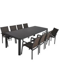 Garten-Essgruppe Garden Pleasure "AMIRA", grau (anthrazit, anthrazit, anthrazit), B:240cm H:89cm T:200cm, Aluminium, Kunststoff, Sitzm&ouml;bel-Sets, Garten-Essgruppe, mit ausziehbarem Tisch