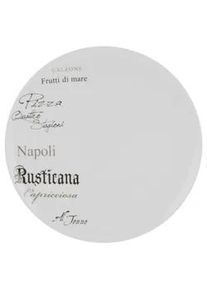 Creatable Pizzatellerset , Weiß , Keramik , 4-teilig , Schriftzug , rund , lebensmittelecht, stapelbar , Geschirr, Teller, Teller-Sets