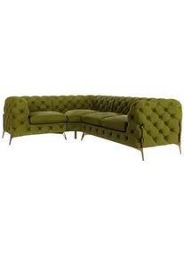 S-Style Möbel Ecksofa Chesterfield Lexi Olive Samt, Ottomane links , Textil , Echtholz,Buche, Birke , Füllung: Polyetherschaumkern,Polyetherschaumkern , Eckteil, L-Form, Ottomane links,L-Form , 264x204 cm , Blauer Engel, FSC Mix, Oeko-Tex®, Hergestellt in Europa , Wohnzimmer, Sofas & Couches, Wohnlandschaften, Ecksofas