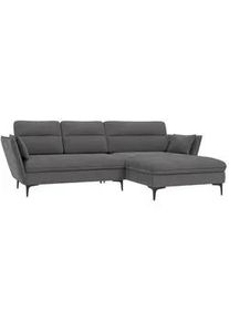 S-Style Möbel Ecksofa Mira Grau Samt-Stoff , Textil , Echtholz,Birke , Füllung: Silikon,Silikon,Komfortschaum , L-Form, Ottomane rechts, Eckteil,L-Form , 260x168 cm , Hergestellt in Europa, Oeko-Tex® , Wohnzimmer, Sofas & Couches, Wohnlandschaften, Ecksofas