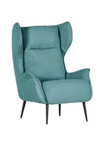 Landscape Ohrensessel , Türkis , Textil , 83x106x89 cm , Stoffauswahl, erweiterbar (Typenauswahl) , Wohnzimmer, Sessel, Ohrensessel