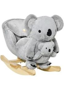 HOMCOM Kinder Schaukeltier, Grau, Plüsch+ Pappelholz , Holz , 33x50x60 cm , Spielzeug, Sonstiges Spielzeug