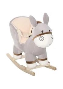 HOMCOM Kinder Schaukeltier, Grau, Plüsch+ Holz , 34x58x61 cm , Spielzeug, Sonstiges Spielzeug