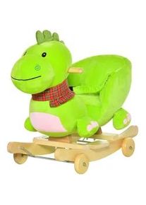 HOMCOM Kinder Schaukeltier, Grün+Rosa weiß, Metall+ Pappelholz , 32x52x60 cm , Spielzeug, Sonstiges Spielzeug