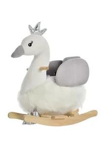 HOMCOM Kinder Schaukeltier, Weiß+Grau, Plüsch+ Holz , 33x59x60 cm , Spielzeug, Sonstiges Spielzeug