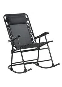 Outsunny Schaukelstuhl, mit Kopfkissen, bis 120 kg, Mesh, Schwarz, 95 x 64 x 106 cm , Metall , 64x106x95 cm , Gartenmöbel, Gartenliegen, Liegestühle