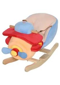 HOMCOM Kinder Schaukeltier, Blau, Rot+ Orange , Holz , 33x45x60 cm , Spielzeug, Sonstiges Spielzeug