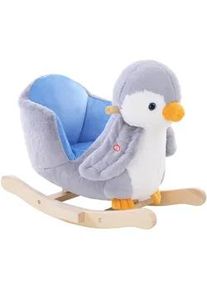 HOMCOM Kinder Schaukeltier, Grau+Weiß, Holz+ Plüsch , Metall , 33x50x60 cm , Spielzeug, Sonstiges Spielzeug