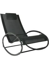 Outsunny Schaukelliege mit Kopfkissen, Texteline + Metall, 105 x 62 x 88 cm, Schwarz , 62x88x105 cm , Gartenmöbel, Gartenliegen, Liegestühle