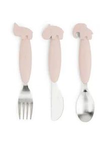 Done by Deer Kinderbesteck , Hellrosa , Metall, Kunststoff , 3-teilig , 3x1.3x13.5 cm , Füttern, Kindergeschirr & Kinderbesteck