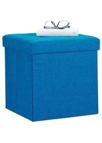 Relaxdays Faltbarer Sitzhocker , Blau , Holzwerkstoff, Textil , 38x38x38 cm , Wohnzimmer, Sessel, Hocker & Hockerbänke, Sitzhocker