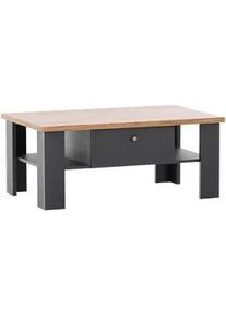 Mid.you Couchtisch , Anthrazit, Eiche Wotan , Metall , 2 Schubladen , rechteckig , 110x45x70 cm , Stauraum, einfacher Aufbau , Wohnzimmer, Wohnzimmertische, Couchtische, Couchtische eckig