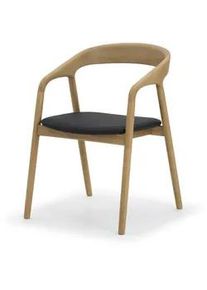 Woodek Esszimmersthuhl Celeste, Natur Massiveiche + schwarzes veganes Leder , Schwarz , Holz , 53x62 cm , FSC 100% ,