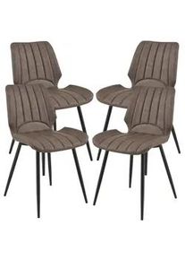 [en.casa] Esszimmerstuhl Mendoza 4er Set , Leder , 58x77x46 cm , Esszimmer, Stühle
