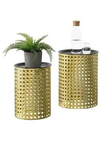 [en.casa] Beistelltisch Theux im 2er Set , Goldfarben , Metall , 30x41x30 cm , Wohnzimmer, Wohnzimmertische, Beistelltische