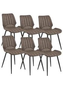 [en.casa] Esszimmerstuhl Mendoza 6er Set , Leder , 58x77x46 cm , Esszimmer, Stühle