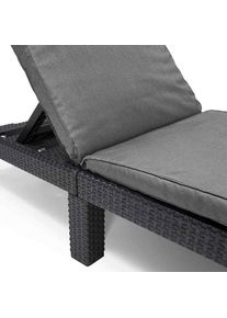 Keter Pidema Lettino sdraio da giardino pieghevole con cuscino, lettini prendisole pieghevoli grafite in resina rattan da esterno per balconi e