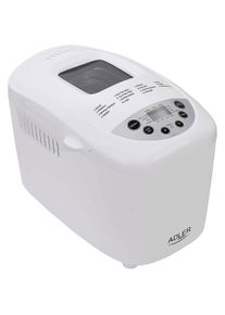 ADLER AD6019 Macchina per Pane Ciabatte e Panini Senza Glutine 15 Programmi Impastare Cuocere 850W Bianco
