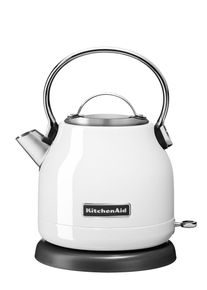 KitchenAid 5KEK1222EWH Hervidor eléctrico de 1.25 L, acero inoxidable, 17.8 x 22.6 x 26.2 cm, indicador LED, filtro antical extraíble, blanco