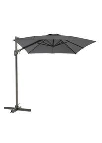 METRO Professional Sombrilla colgante cuadrada, aluminio / poliéster, 3 x 3 m, apertura por manivela, giro de 360°, gris