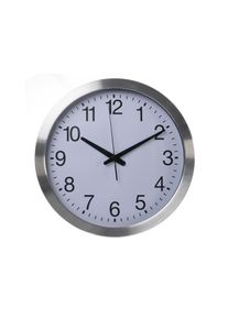 Perel Reloj de pared, redondo, analógico, 40 cm, hora radiopilótica (DCF), aluminio, plata