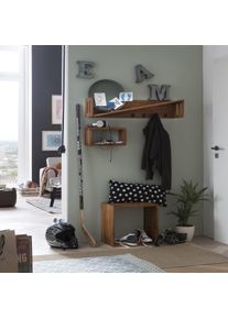 Möbilia Möbilia Estantería de pared rectangular | de acacia | An 34 x Pr 15 x Al 20 cm | natural