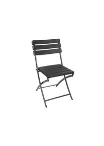 Perel Silla plegable, resistente a la intemperie, imitación de madera, máx. 300 kg, negro