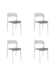 Resol garbar ONA Set 4 Silla Interior, Exterior Blanco - Chocolate
