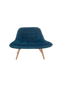 Salesfever tumbona con asiento XXL | funda de terciopelo | estructura de metal con aspecto de madera | acolchado exuberante | An76xPr87xAl86 cm |azul