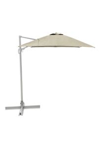 METRO PROFESSIONAL Sombrilla cuadrada colgante sin volante, aluminio/acero, 3 x 3 m, con manivela y función de inclinación, humus/platino