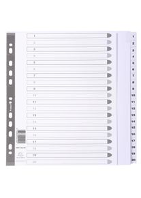 Exacompta - Cod. MWD1-20Z-EW - Divisori per raccoglitori ad anelli con 20 tasti alfabetici plastificati A-Z -Cartoncino bianco 160 gr A4 maxi - 15 pz.