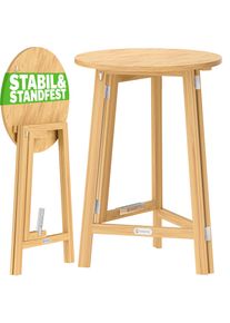 Casaria Mesa alta de madera maciza 80cm diámetro plegable