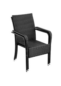 TecTake Sillas de jardín de ratán GIRONA, apilable, capacidad de carga 120 kg negro - 405838