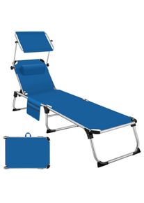 TecTake Tumbona Aurelie de aluminio, ajustable en 6 posiciones azul - 405104