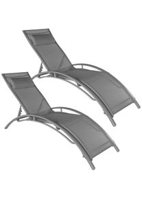 TecTake Conjunto de 2 tumbonas Alina gris - 403063