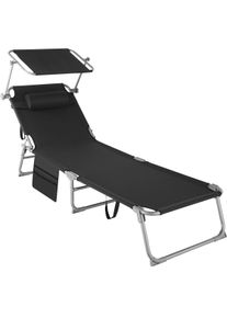 TecTake Tumbona Chloé ajustable en 4 posiciones, con reposacabezas y bolsillo negro - 405099