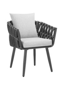 TecTake Silla Lugano en diseño de cuerda con estructura de aluminio antracita - 405327