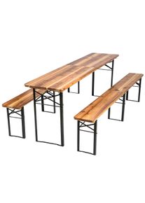 TecTake Conjunto de 3 piezas plegables RALF con mesa y bancos de madera marrón - 402189