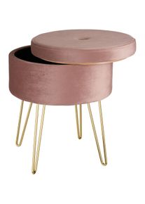 TecTake Taburete AVA tapizado en terciopelo con almacenamiento hasta 300 kg fucsia - 403953