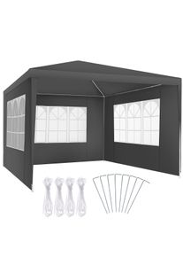 TecTake Pabellón 3x3 m BARINAS con 3 laterales y resistente al agua 3 x 3 m gris - 405966