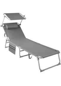 TecTake Tumbona Chloé ajustable en 4 posiciones, con reposacabezas y bolsillo gris - 405098