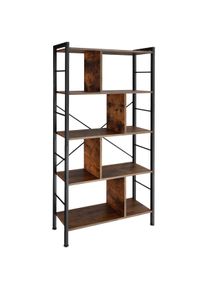 TecTake Estantería Charlestón 75,5x30x155cm Madera industrial oscura, rústica - 404545