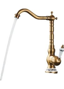 KLARWERK JULIAN | Rubinetto da cucina vintage premium in ottone dorato |Rubinetto miscelatore retr&ograve; in acciaio inox da cucina Gastro | 2 porte