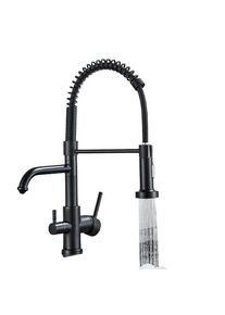 KLARWERK Bernd | Rubinetto filtrante nero opaco per gastronomia a 3 vie da cucina ad osmosi in acciaio inossidabile | Miscelatore ristorante girevole