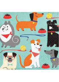 16 serviettes de table avec motif de chien 25cm