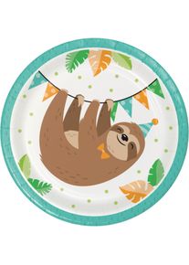 8 assiettes en carton paresseux de fête 18cm