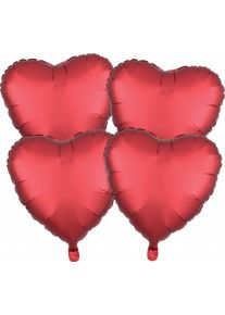 Amscan 4 ballons coeur satin rouge 43cm